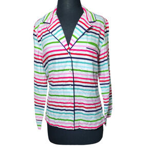 kate spade pajama top button front striped multicolor sz L